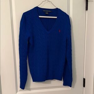 Ralph Lauren Women's Vivid Blue V-Neck Sweater